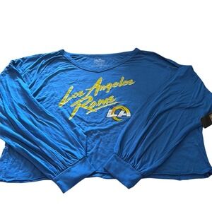 Majestic Threads Los Angeles Rams Puka Nacua 17 Cropped Long Sleeve Shirt XL NEW